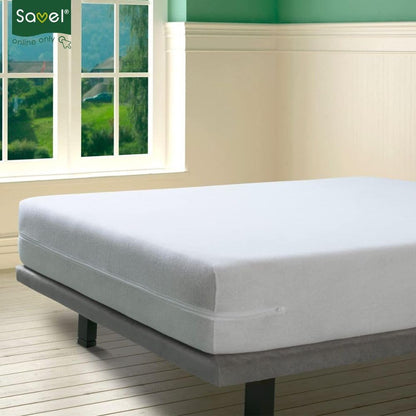 SAVEL - Mattress Encasement (150x190/200 cm) King Size | Adjustable and Elastic | Absorbent Mattress Protector - White