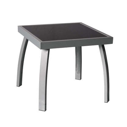 Jarder Garden Coffee Side Snack Table | Square | Aluminium & Tempered Glass | Patio Outdoor