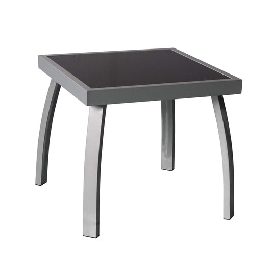 Jarder Garden Coffee Side Snack Table | Square | Aluminium & Tempered Glass | Patio Outdoor