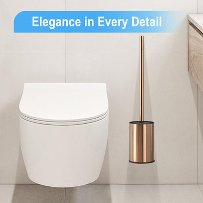 BGL 304 Stainless Steel Toilet Brush with Round Wall-Mounted Holder, Rose Gold, Rust-Resistant, Hygienic Drip Tray, for Bathroom or Hotel