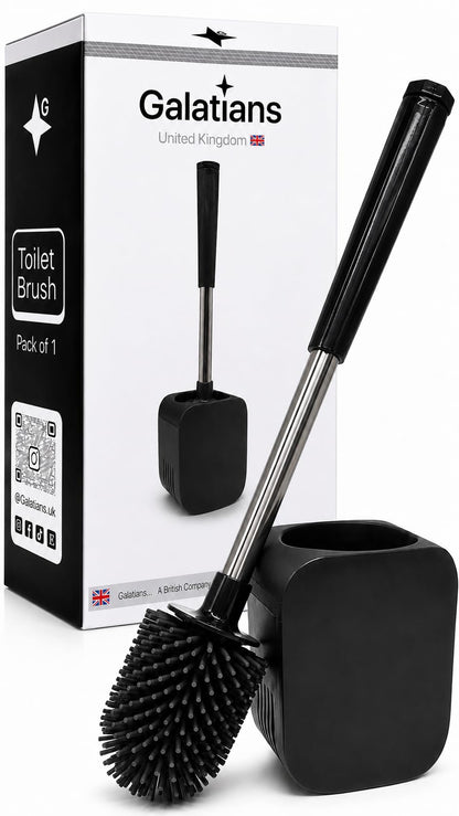 Silicone Toilet Brush and Holder Set | Loo Brush with Hidden Tweezers.