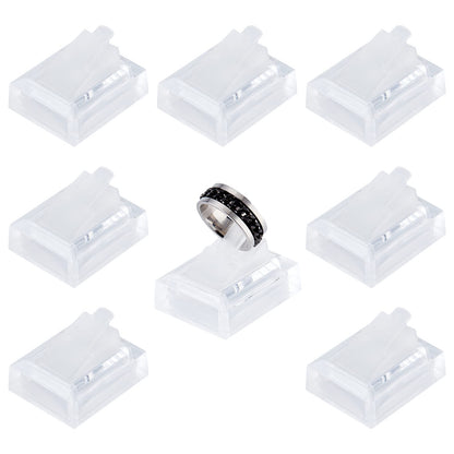 SUNNYCLUE 8Pcs Acrylic Ring Display Holder Clear Plastic Transparent Square Storage Stands Displays Showcase Organizer for Jewelry Towers Weddings