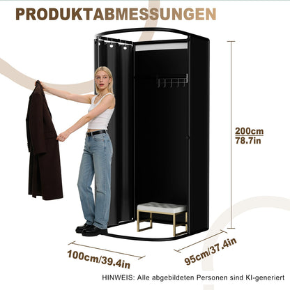 LXSEHN Clothing Store Changing Room, U-Shape Mobile Fitting Room, Black