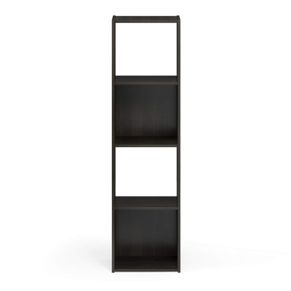 Furinno PELLI Book Shelf, 4x1 Bookshelf, Cube Storage Organizer Cabinet, 11.6 x 12.2 x 47.7, for Living Room, Bedroom, Home Office, Espresso