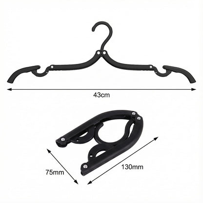 10 Pack Black Foldable Travel Hangers, PP Plastic Lightweight Clothes Hangers, Compact Portable Travel Coat Hooks for Space Saving Storage