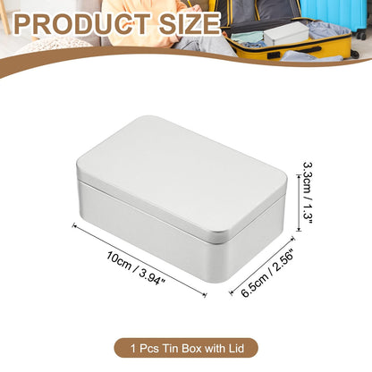 PATIKIL Rectangular Tin Box 3.9"x2.5"x1.3", Metal Storage Tin Box Portable Storage Container with Lid for Tea Candy Treats Gifts Favors Candle