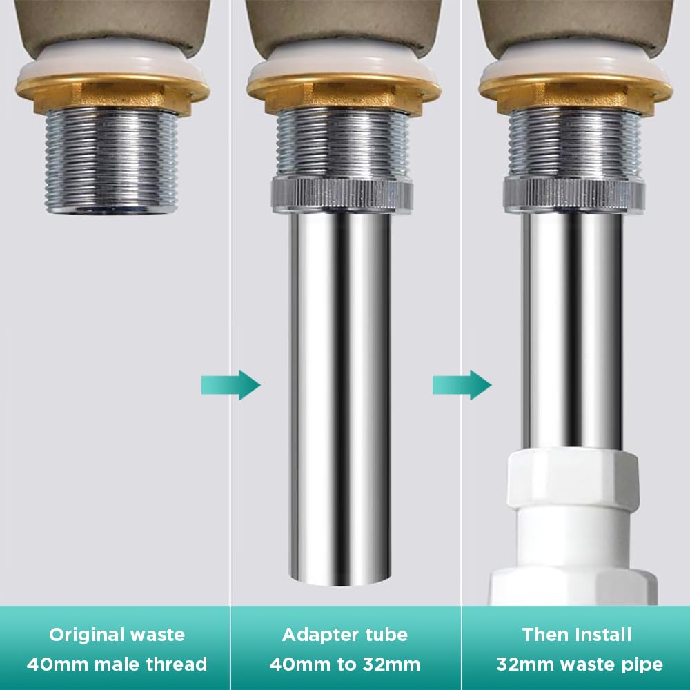 Waste Adapter Tube G1 1/4’’ (40mm) to 32mm Chrome