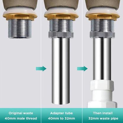 Waste Adapter Tube G1 1/4’’ (40mm) to 32mm Chrome