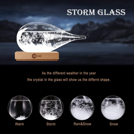 Storm Glass Christmas Unique Gifts, Stylish Creative Desktop Decorative Bottle Water Drop Glass Barometer Weather Forecast Bottle Weather Station,