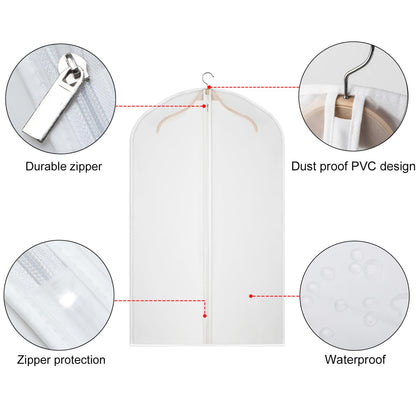 Univivi Suit Bags for Men, 20 Pack Travel Garment Bags, Breathable Clothes Covers Protector Bags, Transparent Waterproof Dustproof Moth Proof Dresses