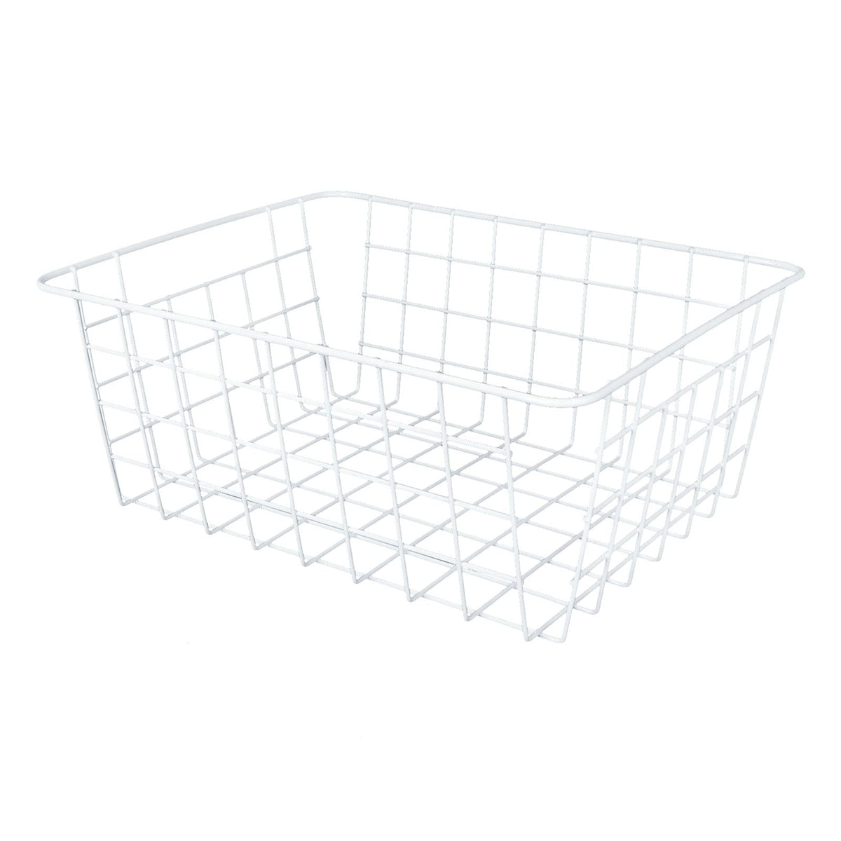 MIVIDE 4PCS White Metal Wire Storage Baskets, Freezer Baskets for Chest Freezers, Small Wire Basket for Freezer Kitchen Pantry Closets Bathroom