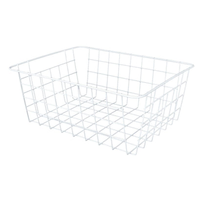 MIVIDE 4PCS White Metal Wire Storage Baskets, Freezer Baskets for Chest Freezers, Small Wire Basket for Freezer Kitchen Pantry Closets Bathroom