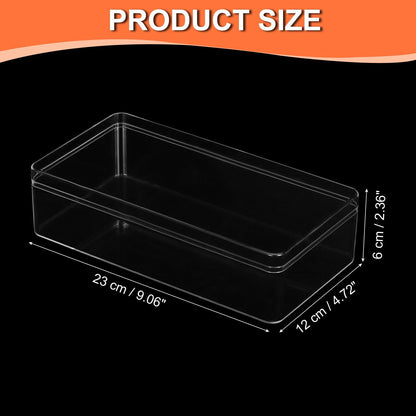 PATIKIL Acrylic Box with Lid 9.06" x 4.72" x 2.36", Clear Acrylic Display Boxes Plastic Square Cube Containers Storage Organizer for Candy Tiny