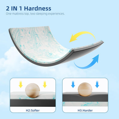 wowttrelax Memory Foam Mattress Topper Double Bed, 7cm Thick Orthopedic Cooling Double Mattress Topper for Back Pain Relief, Washable Cover with