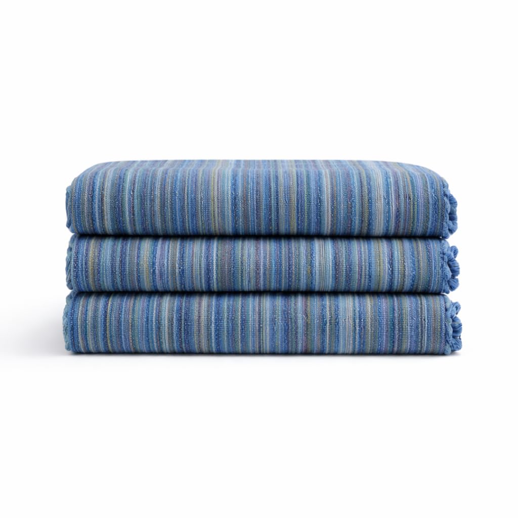 WEFLORIA Turkish Cotton Peshtemal Towel – Lightweight Quick Dry Beach Towel – Large Hammam Spa Towel for Beach, Bath, Travel and Pool (blue)