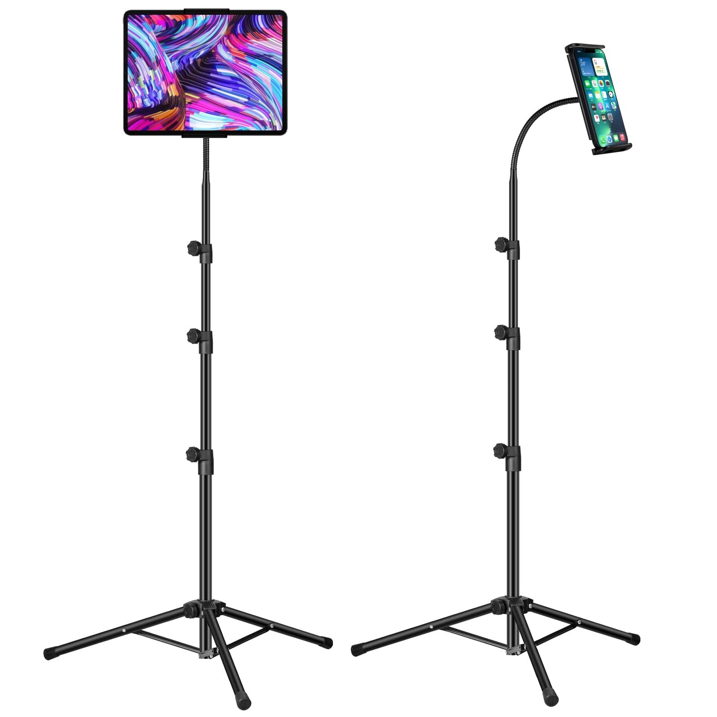 Ipad Tripod Stand,Gooseneck 65-inch Floor Stand for Tablet, Floor Stand with 360? Rotating Tripod Mount for iPhone iPad Mini/ Air/ Pro and All