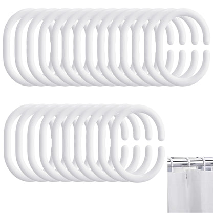 Plastic Shower Curtain Rings – Rust-Proof C-Shape Bathroom Hooks