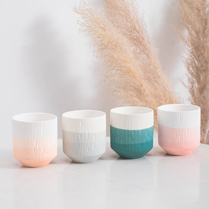 AmeliaHome Ceramic Storage Box Ombre Pattern Organiser Flower Pot 9 x 9.8 cm Fino Powder Pink White