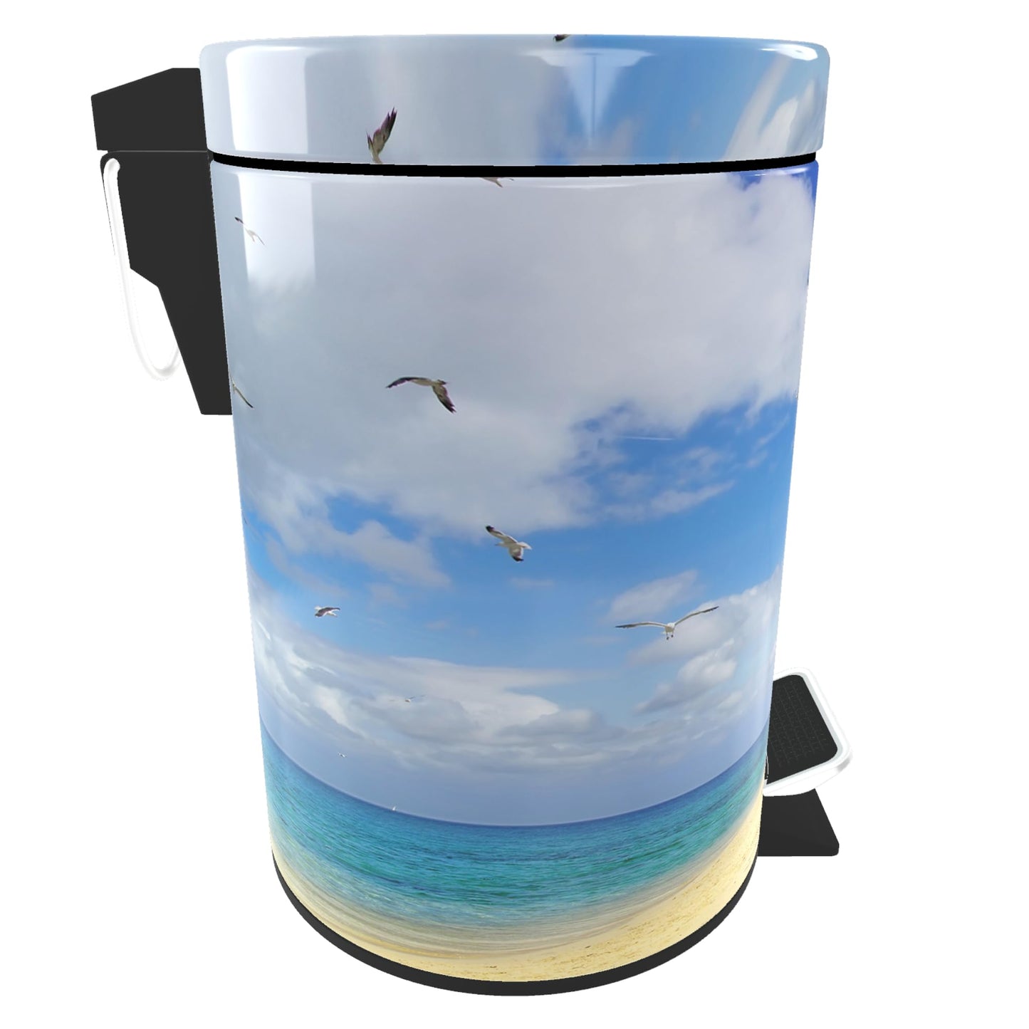 Sanilo Bathroom Bin 3L with Soft Close, Many New Cosmetic and Kitchen Waste Bins Available, Trash Can with Inner Bucket (Lighthouse)