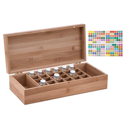 RoseFlower Bamboo Essential Oil Storage Box Home Fragrance Carrier Case, Holds 26 Bottles for 5, 10, 15ml