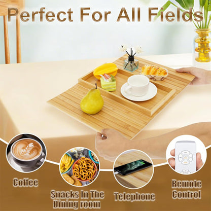 Hovoto Natural Bamboo Sofa Arm Tray, Sofatablett, Sofa Tray Table for Couch, Faltbarer Anti Rutsch Couch Arm Tisch, Sofa Side Table for Snacks