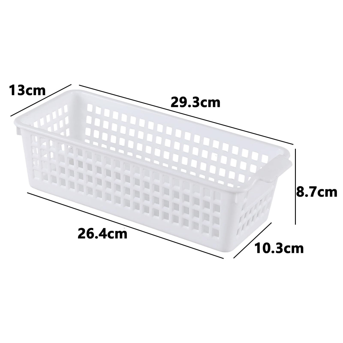 Innouse 4 Packs Small Slim Plastic Storage Baskets for Desktop, White