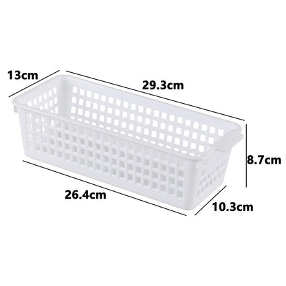 Innouse 4 Packs Small Slim Plastic Storage Baskets for Desktop, White