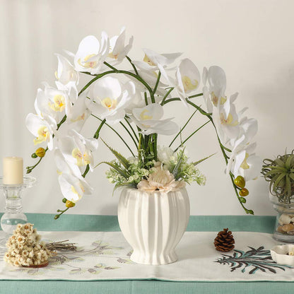 LESING Artificial Flowers Ochids Plants Fake Orchid in Pot Artificial Flowers with Vase Orquidea Faux Orchid for Home Indoor Decoration (Style 3,White