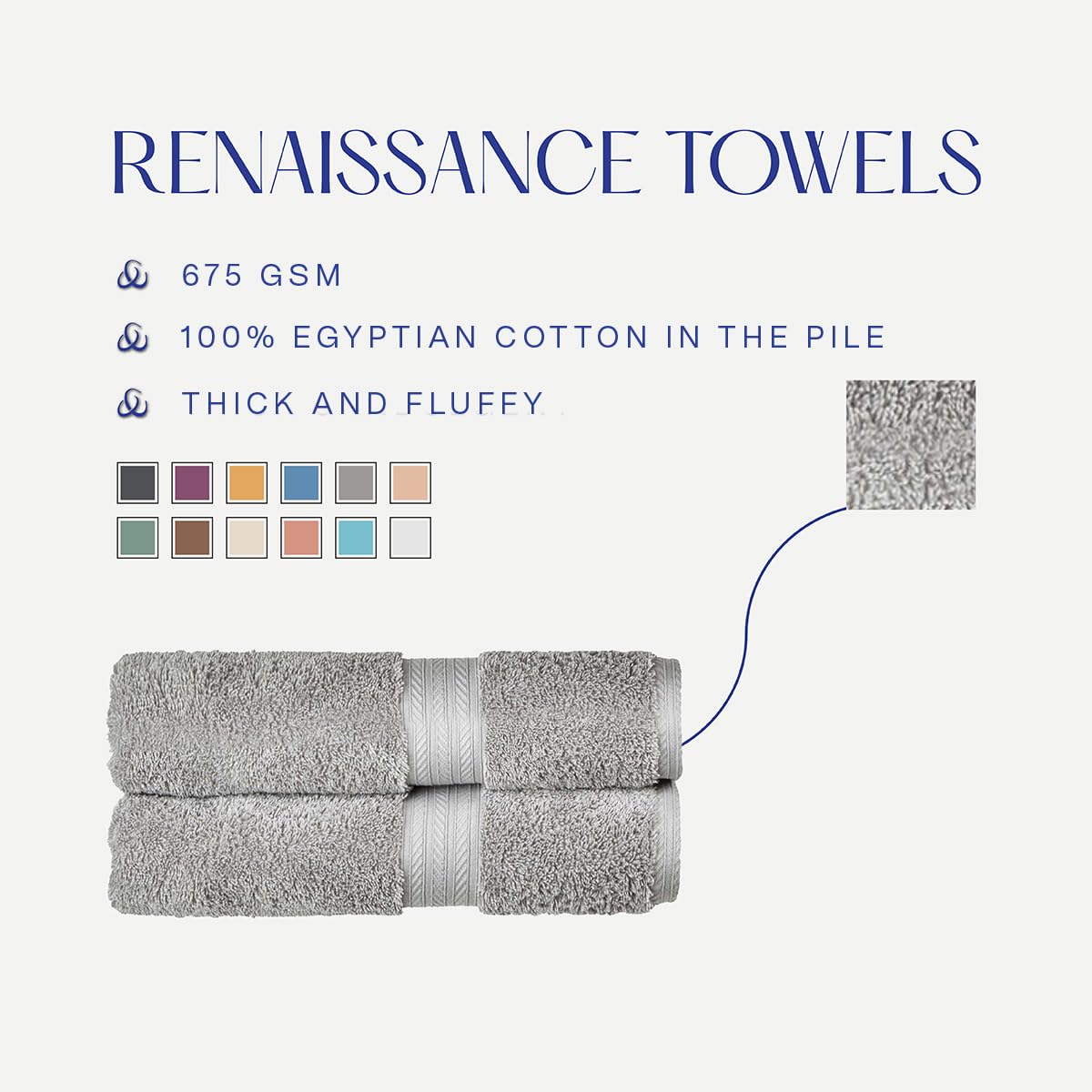 Christy Renaissance 6 Piece Towel Set | Dove Grey | 100% Egyptian Cotton Pile | Luxuriously Soft and Super Absorbent | 675 GSM