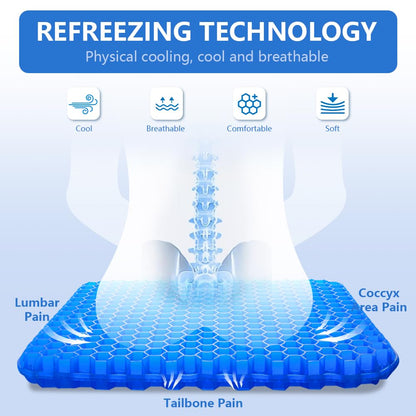 flintronic Orthopaedic Gel Seat Cushion, Honeycomb Design Double Thick Gel Cushion, Gel Orthopaedic Ergonomic Cushions