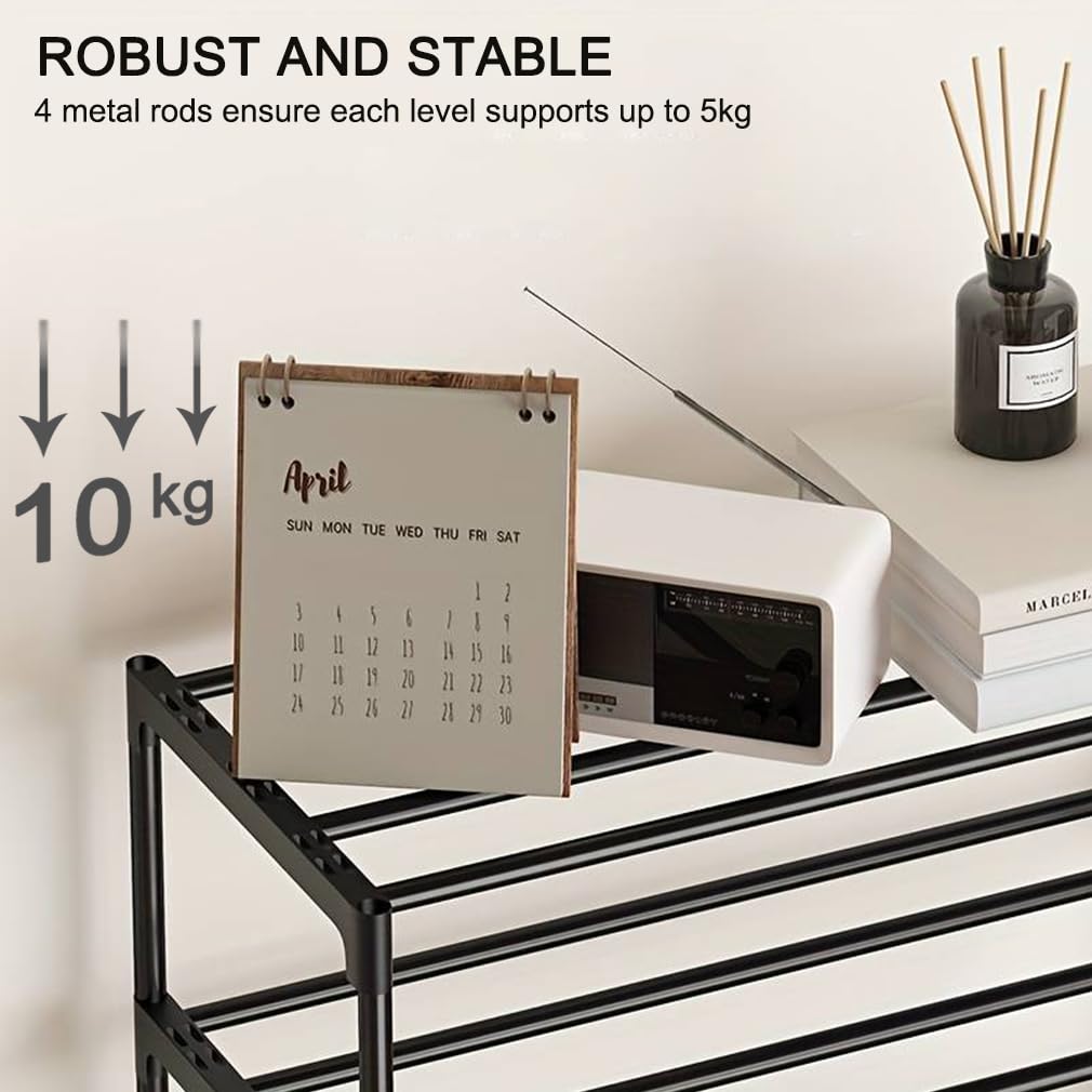 XIANGLV 3-Tier Shoe Rack, Slim Shoe Rack Storage, Anti-Rust Coating, Suitable For Dormitory, Rental House, Balcony, Stackable Narrow Shoe Shelf