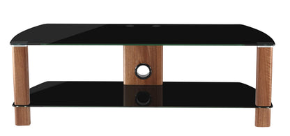 Alphason Century 1200 TV Stand - Walnut & Black Glass