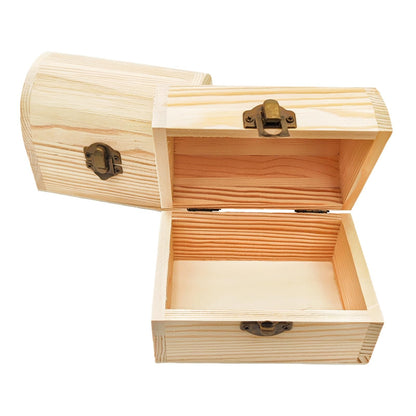 Anktily 2 Pack Arched Wooden Boxes, 12 x 8 x 9 cm Unfinished Pine Wood Storage Chests with Lid - Rustic DIY Craft Organiser for Jewellery
