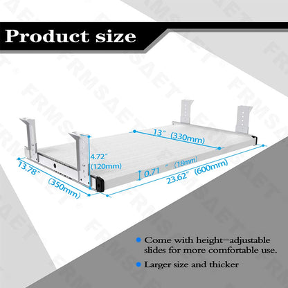 FRMSAET Under Desk 20/24/30 inch Keyboard Drawer Platform(24 inch,White)
