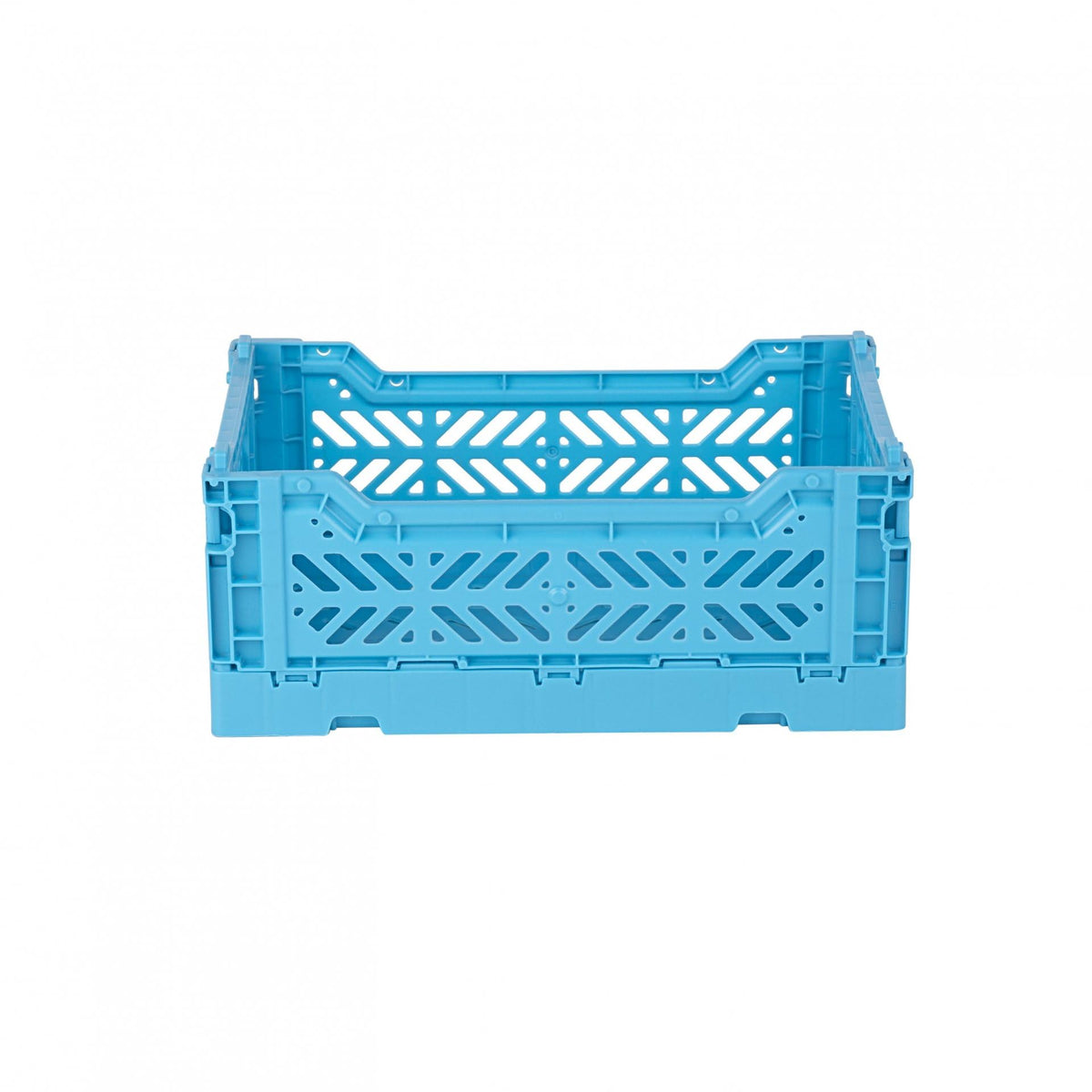 Ay-Kasa Folding Box, Sturdy Plastic Folding Box, Stackable, Turquoise, Mini (27 x 17 x 11 cm)