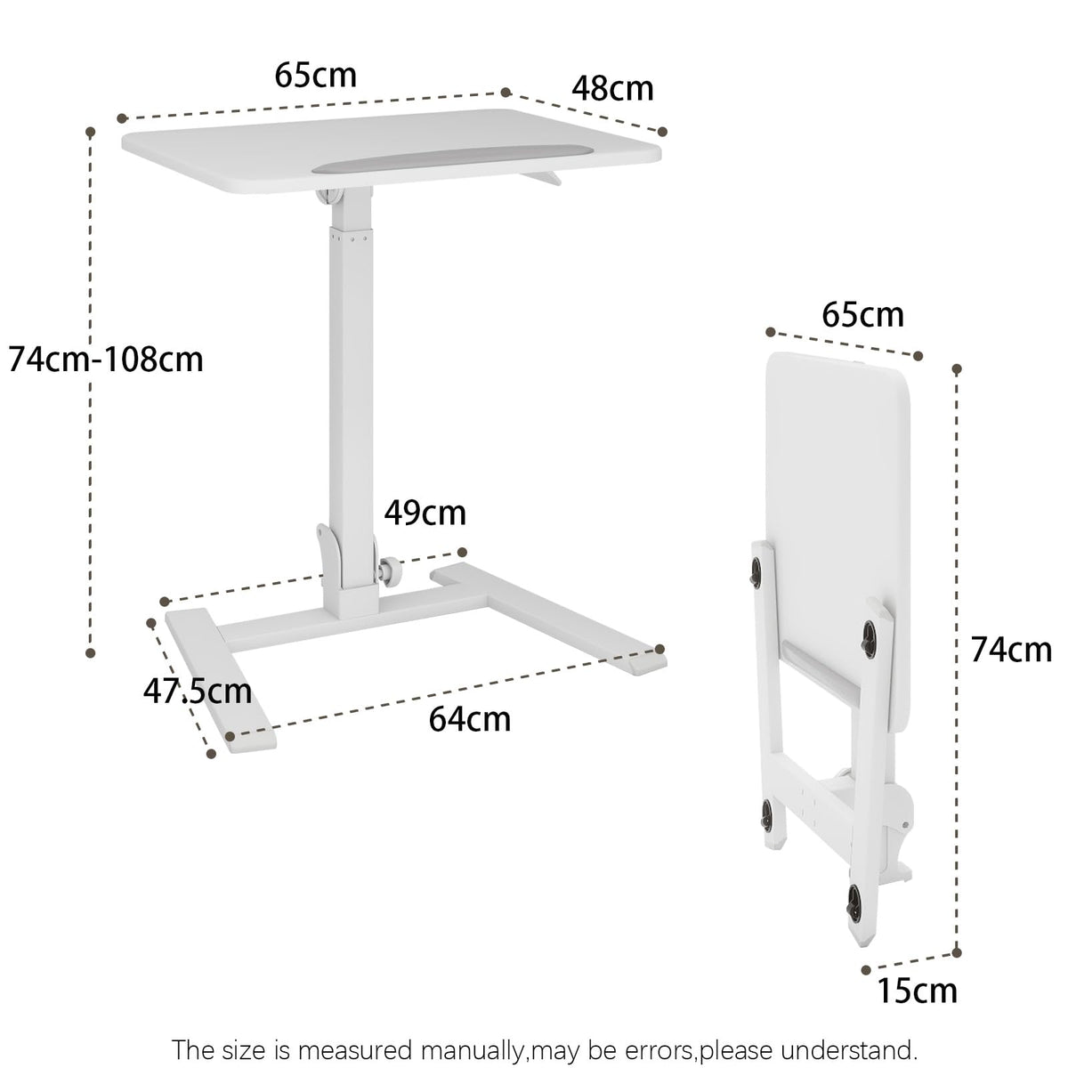 PUNCIA Adjustable Height Small Standing Desk Foldable Laptop Table White