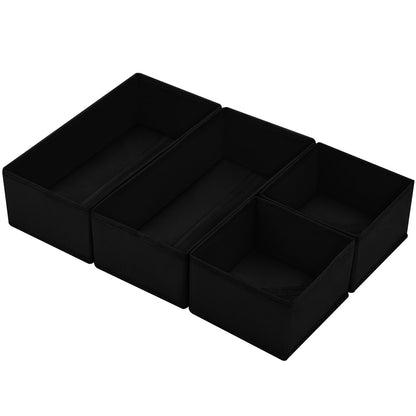 DIMJ Drawer Dividers for Clothes, Wardrobe Storage Organiser, 4 Pack, Black