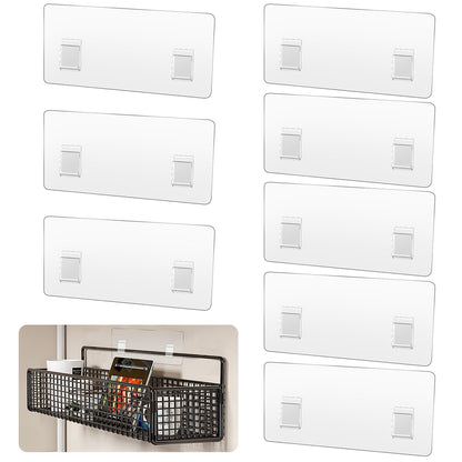 8 Pack Shower Caddy Hook, Clear Adhesive Replacement - No Drilling Waterproof Wall Strong Strips for Corner Storage, Bathroom Shelves and Kitchen Rack