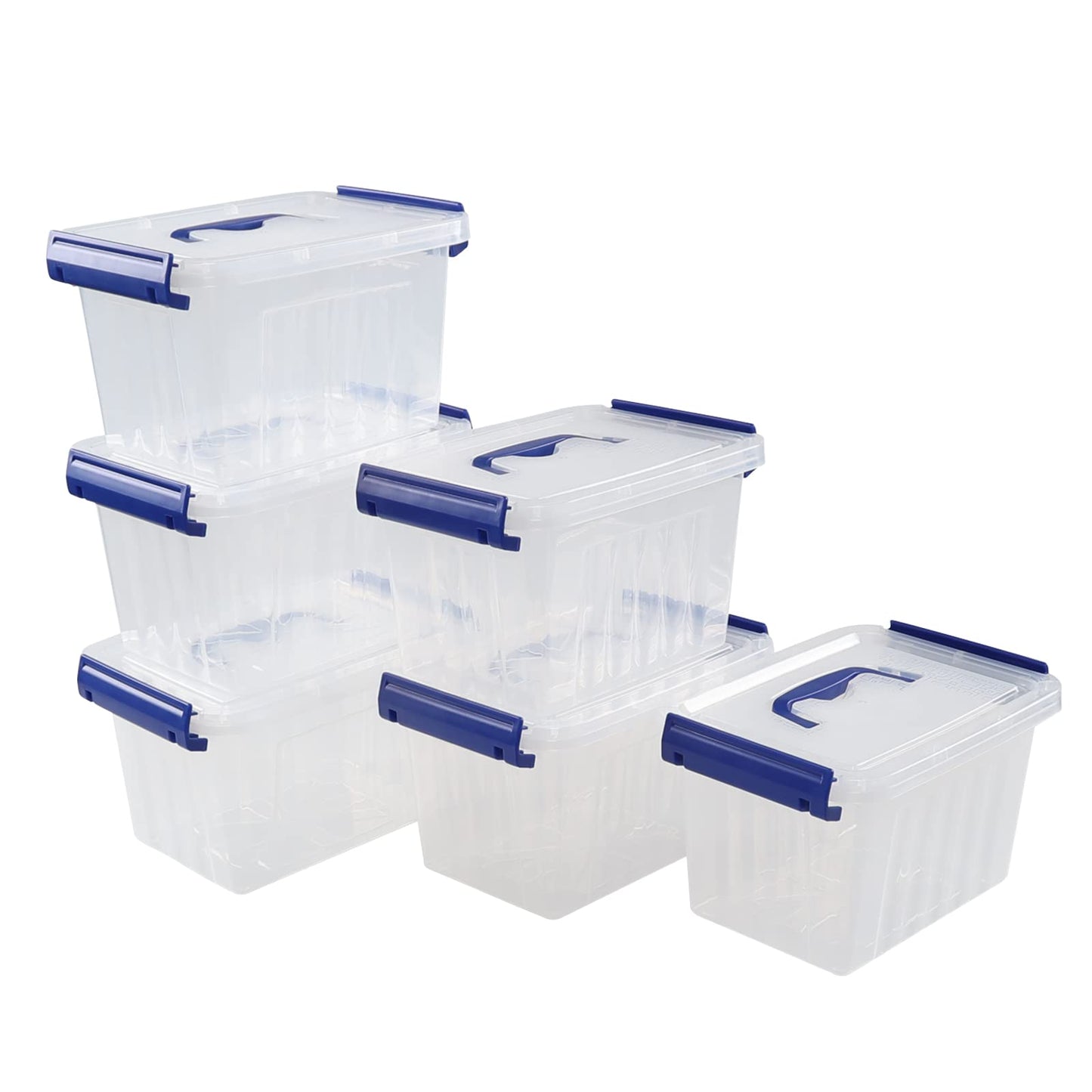 Bblina Clear Plastic Storage Boxes, 3 Liter Small Boxes with Lids, 6 Pack