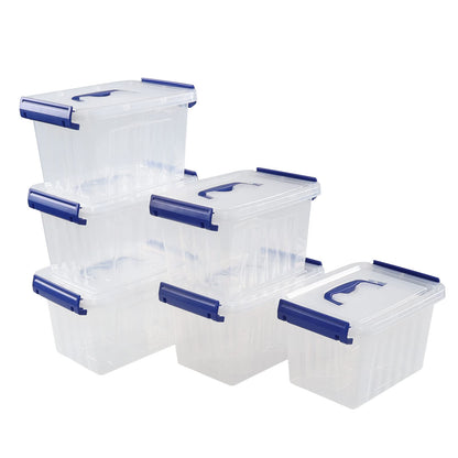 Bblina Clear Plastic Storage Boxes, 3 Liter Small Boxes with Lids, 6 Pack
