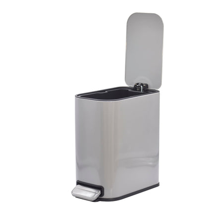 FurnitureXtra™ Slim Design Powder Coated Soft Close Pedal Bin, Plastic Inner bucket, ABS lid (White, 5L)