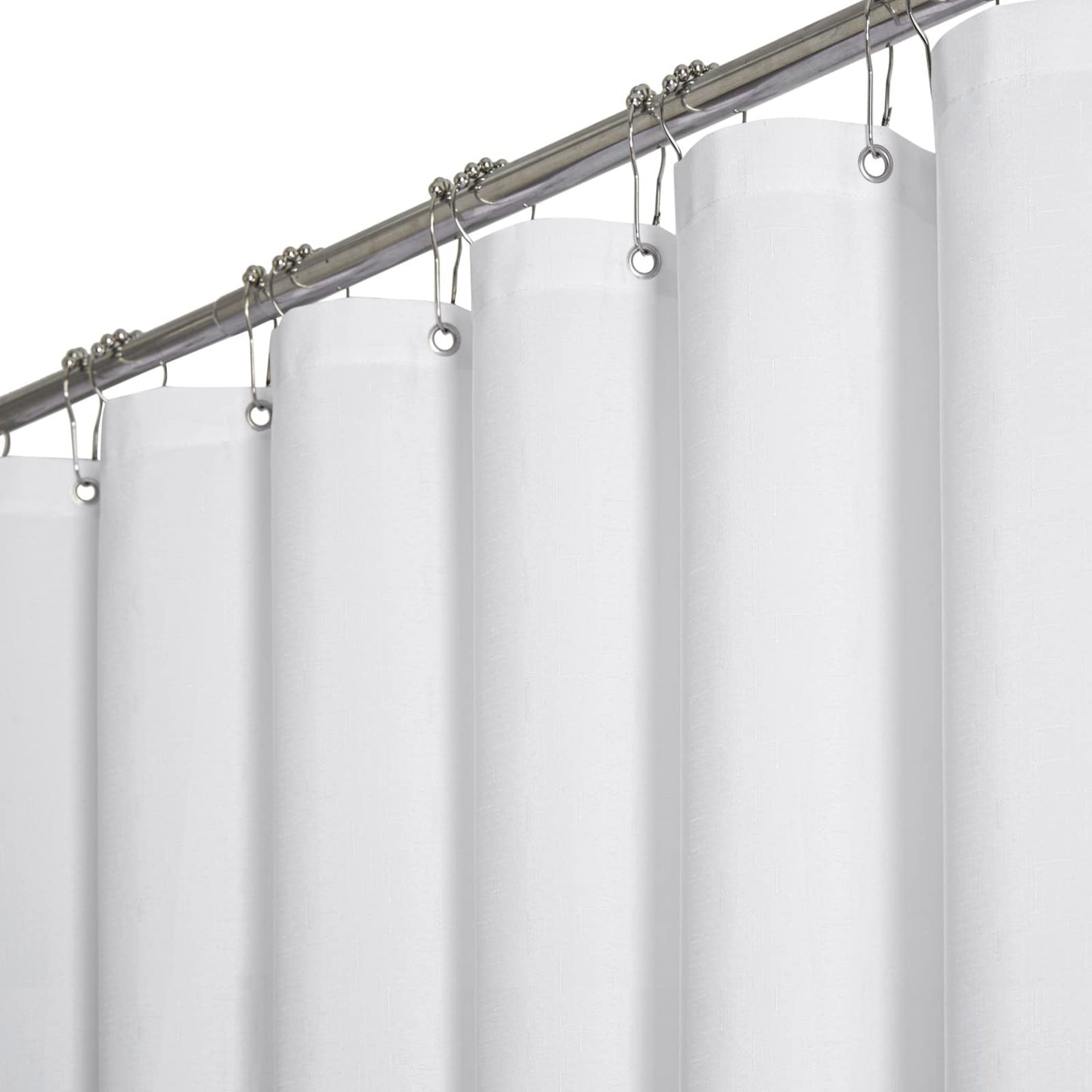 BTTN White Linen Shower Curtain, Modern Mildew Resistant Textured Fabric, Waterproof Polyester for Wet Bathroom, Weighted Hem, Durable and Washable,