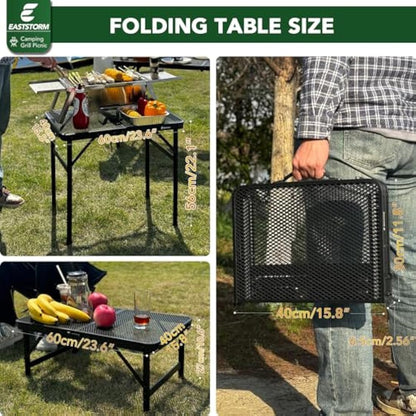 E EASTSTORM Camping BBQ Table Outdoor Folding Picnic Table 23.6”x 15.7”- Portable, Compact & Foldable for Easy Storage - Great for Picnic, Garden, Patio, Dining, Party, Market