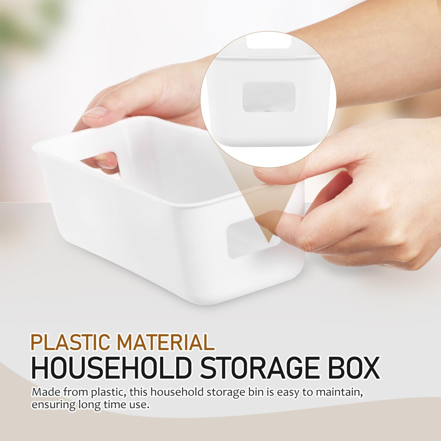 Mobestech Storage Bins Set of 8 Plastic Storage Box with Lid Thin Rectangle Basket for Kitchen Pantry Bathroom under Sink Shelves Organisation 8.86 X