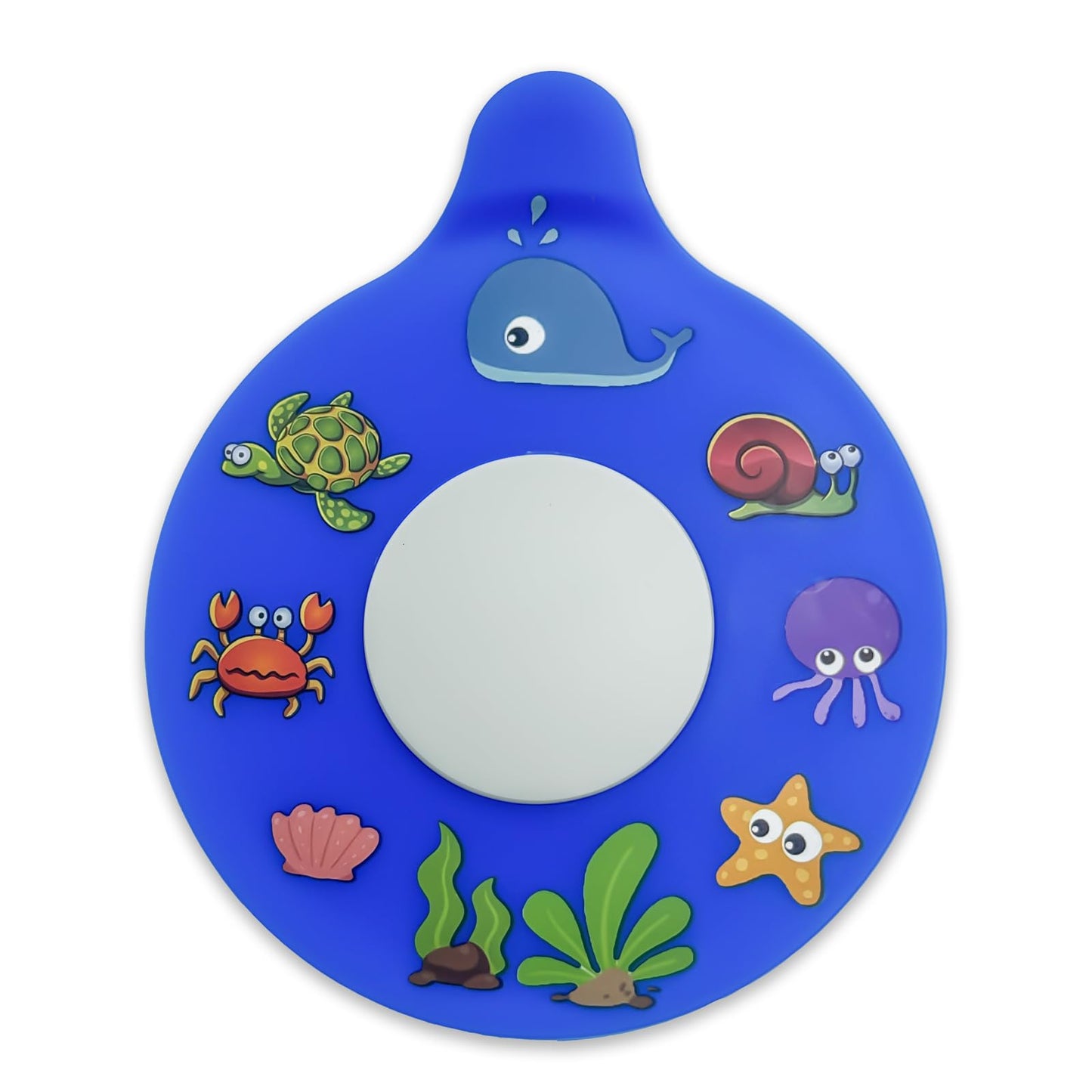 Silicone Bathtub Drain Stopper with Beach Scenery Print - Universal Tub Plug Cover, Beautiful Coral Reef Design - Ideal for Kids, Tots, Babies (Blue)