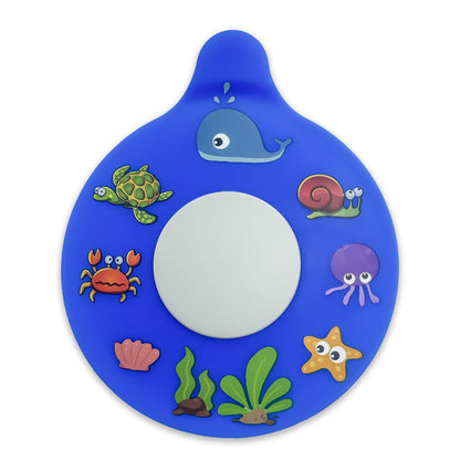 Silicone Bathtub Drain Stopper with Beach Scenery Print - Universal Tub Plug Cover, Beautiful Coral Reef Design - Ideal for Kids, Tots, Babies (Blue)