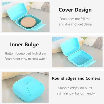 4PCS Travel Soap Case, Soap Bar Travel Soap Dish with Lid Waterproof Leakproof Square Small Soap Box Container Holder Closable Soap Holder Portable