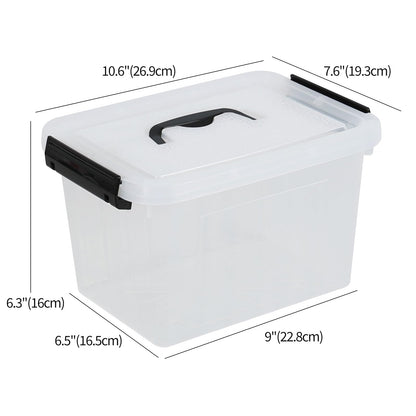 Afromy 6L Clear Storage Bin with Lids and Handles, 6-Pack