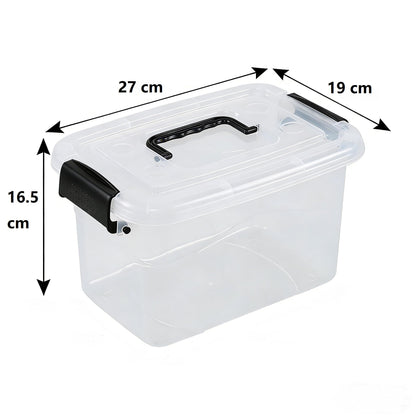 Tyminin 6 Packs 5 L Small Plastic Storage Box with Handle, Storage Latch Box with Lid, Clear