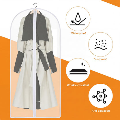6 Pack Dress Bags Covers Long, 55in PEVA Garment Bags Suit Bags, White Edge